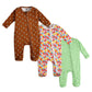 The Mom Store Baby Zipper Romper Cotton Soft And Comfortable Kids Bodysuit Sleep Wear Front Zippers Printed Combo Of 3 (Beary Be