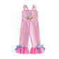 Mieeyali Toddler Baby Girl Easter Outfit Overalls Bunny Egg Romper Cute Smocked Gingham Bell Bottom Suspender Jumpsuit (Pink Egg