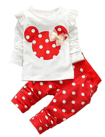Cute Toddler Baby Girls Clothes Set Long Sleeve T-Shirt And Pants Kids 2Pcs Outfits (Whitered, 6M)