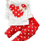 Cute Toddler Baby Girls Clothes Set Long Sleeve T-Shirt And Pants Kids 2Pcs Outfits (White+Red, 3-6 Months)