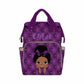 Artsadd Customized Diaper Bag Mommy Nappy Bags, Personalized Purple Bowknot Handbags Large Capacity Multi-Function Nursing Bags