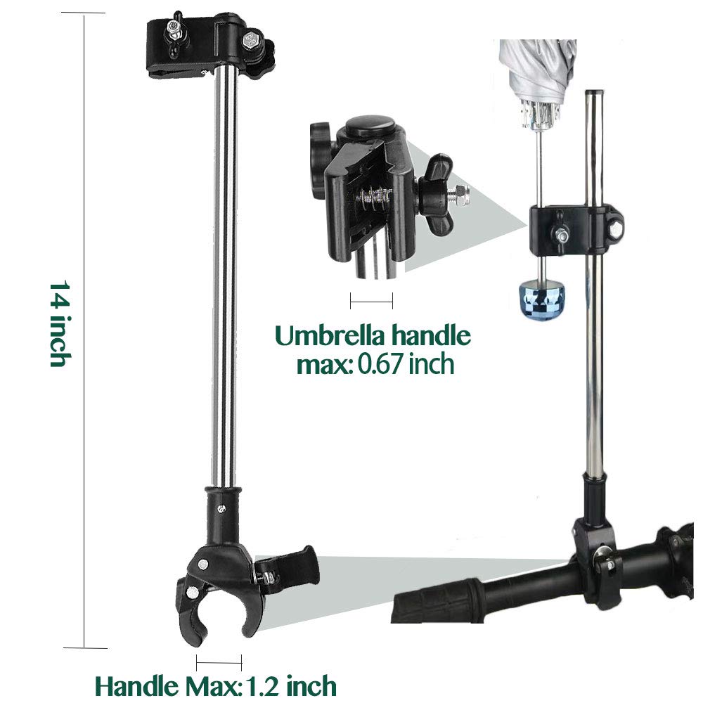 Umbrella Mount Holder, Adjustable Umbrella Mount Stand No Need Wrench To Attach/Detach Umbrella Clamp For Wheelchairs, Walker, R