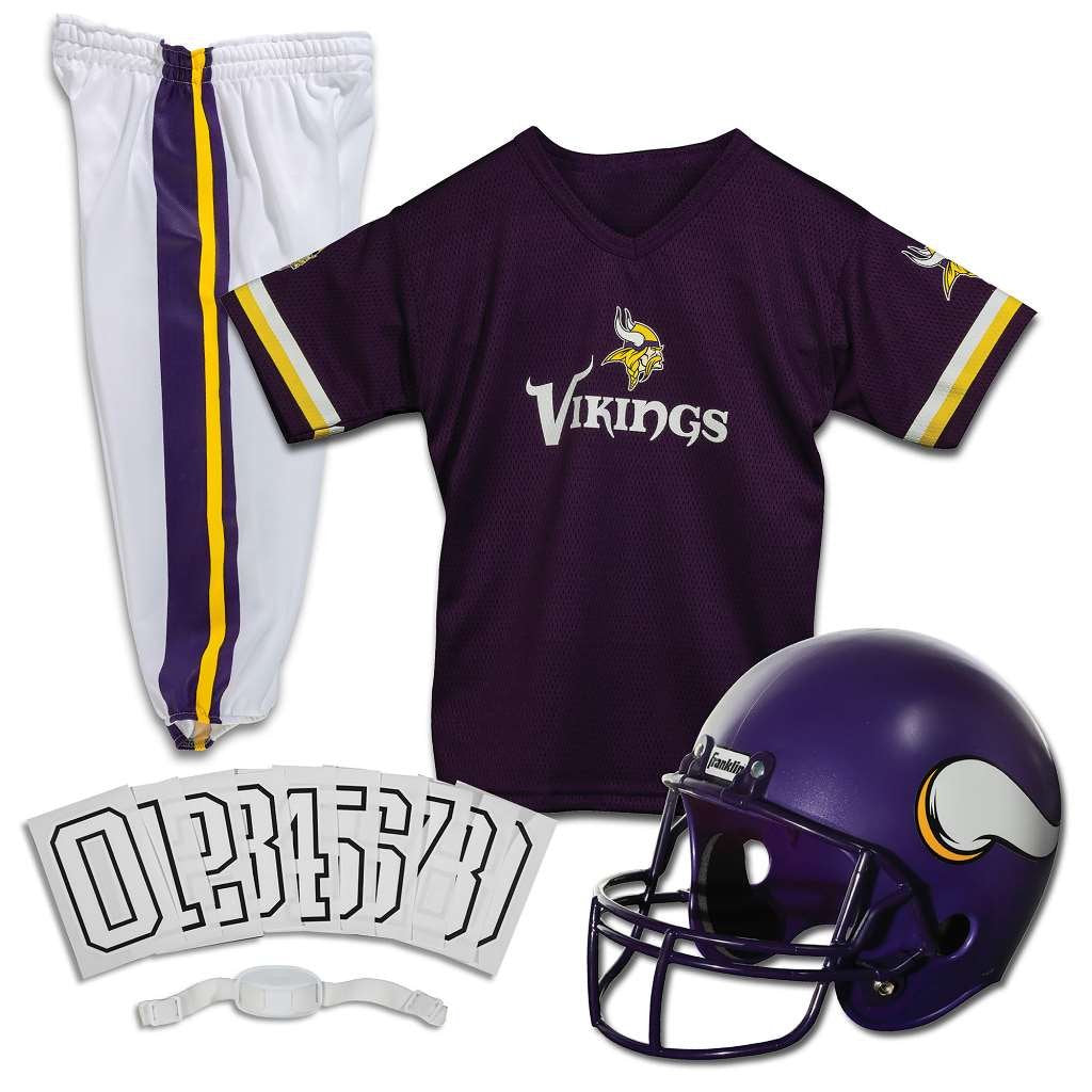 Franklin Sports Minnesota Vikings Kids Football Uniform Set - NFL Youth Football Costume for Boys & Girls - Set Includes Helmet,