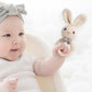 Youuys Wooden Baby Rattle Toys, Easter Bunny Rattle for Baby Crochet Bunny Rattle Toy Natural Wood, Shaker Rattle for Hand Grips