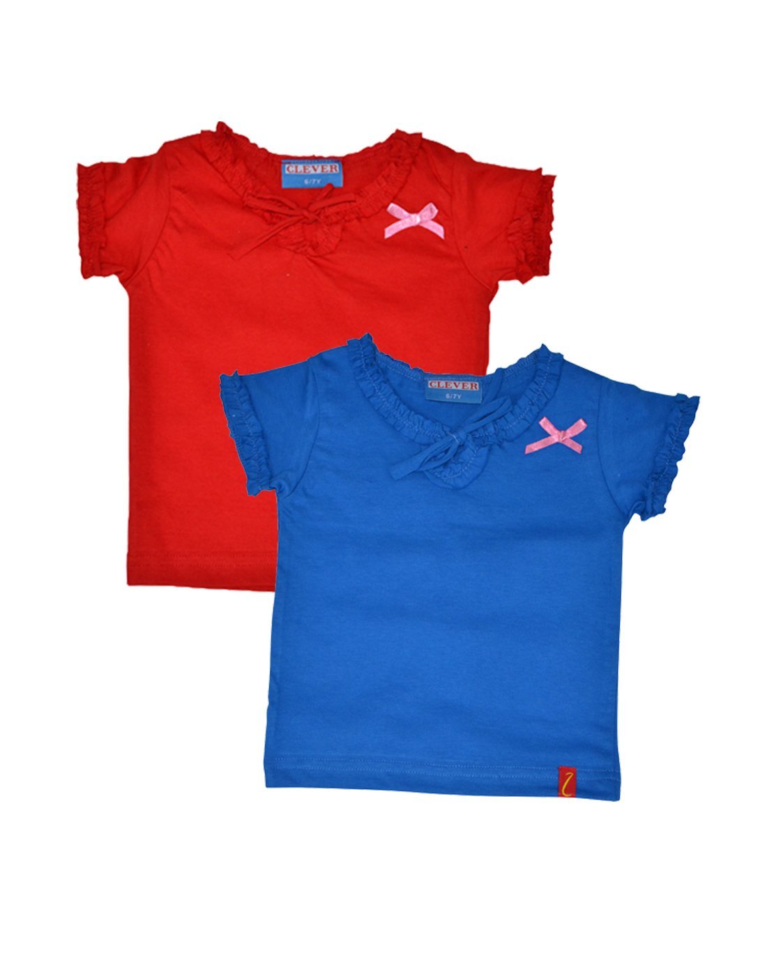 Clever Baby Girls Tshirt(ZCGT004REDBLU1011Yrs_RedBlue_1011 Years)