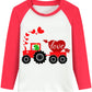 Ddsol Toddler Little Boy Valentine Day T-Shirt Baby Kid Red White Dinosaur Love Heart Monster Truck Shirt Raglan Long Sleeve Cot