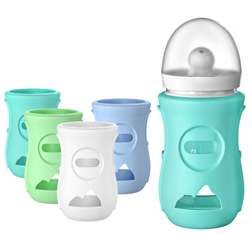 4 Pack Silicone Sleeve For Philips Avent Glass Bottle, Gliship Shatter Proof Natural Glass Baby Bottles Covers Anti Breakage Bab