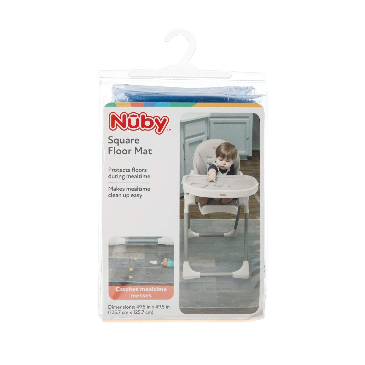 Nuby High Chair Square Floor Mat - Waterproof And Clear Floor Mat - Protects Floor From Spills And Messes - 49.5' X 49.5'