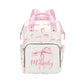 Custom Diaper Bag Backpack for Women, Personalized Name Nursing Mommy Daypack, Diaper Bag for Girls Boys, New Mom Gifts (Pink Bo