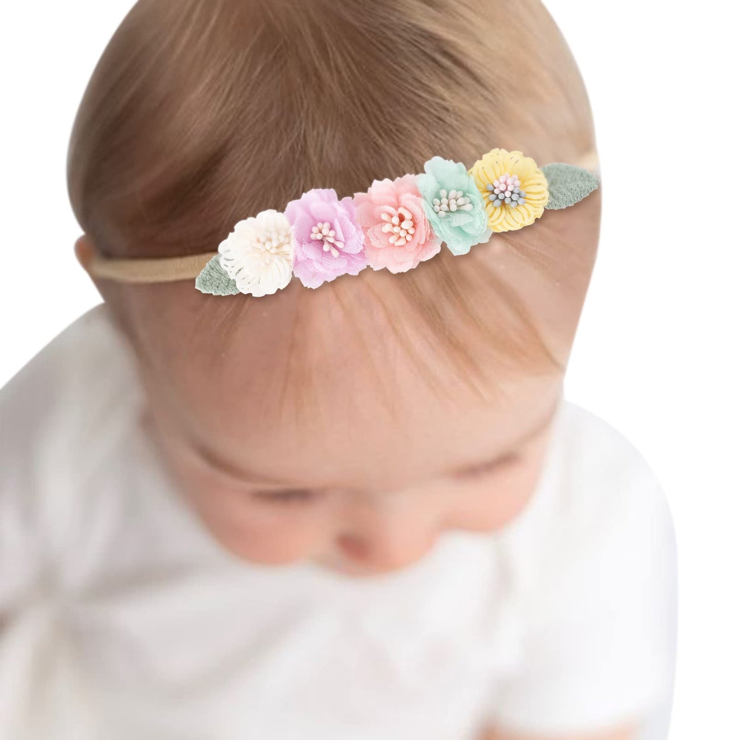 Toptim Baby Floral With Nylon Headbands For Newborn Girls Shower Photo (B- 6Pack)