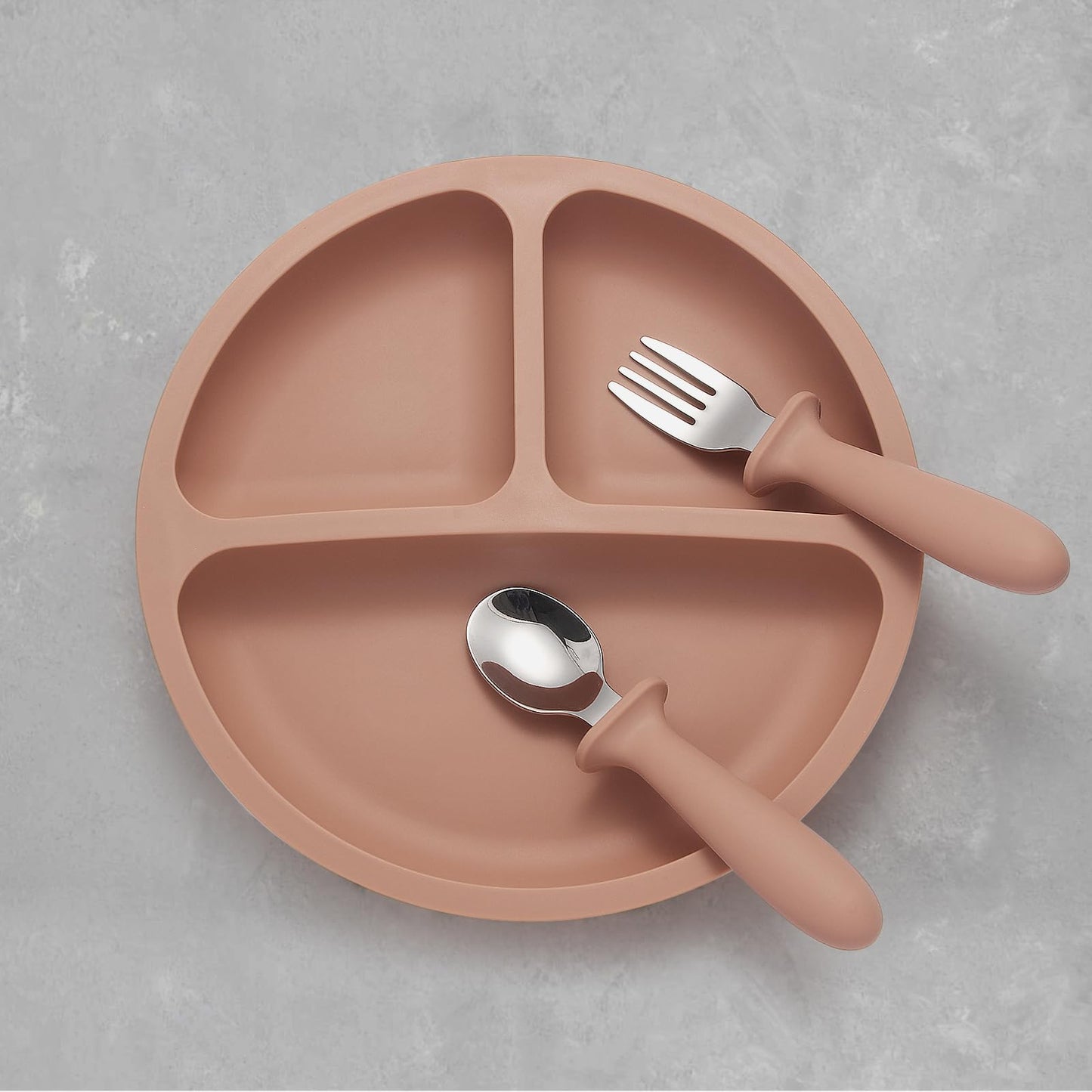 Eascrozn Silicone Baby Feeding Set, 2 Pack Divided Suction Plates For Baby, 2 Pack Spoons And Forks Set Baby Eating Essentials,