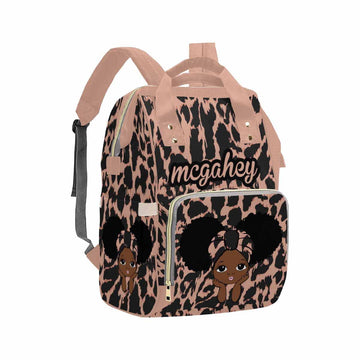Artsadd Customized Baby Girl Diaper Backpack, Vintage Headband Nappy Backpack Personalized Name Baby Bags With Insulated Pockets
