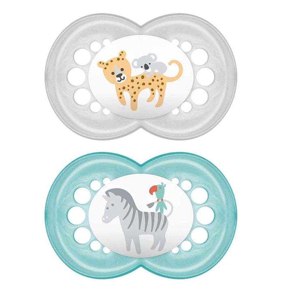 MAM Original Baby Pacifier, Nipple Shape Helps Promote Healthy Oral Development, Sterilizer Case, 2 Pack, 16+ Months, Original/U