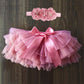 Baby Girls Tutu Skirt Headband Set Toddler Ruffle Tulle Diaper Covers 6-24 Month Bean Sand