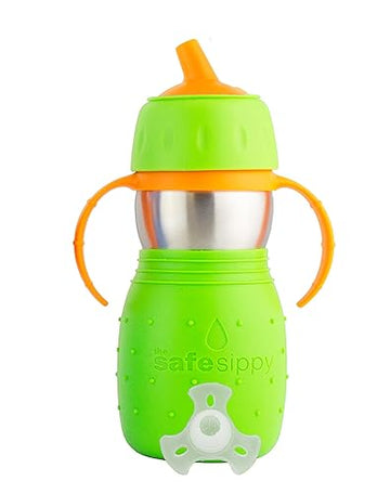 Kid Basix Safe Sippy, Stainless Steel Cup For Babies/Toddlers, Round Spout, Dishwasher Safe, Bpa Free, 11 Oz. Travel/School/Play