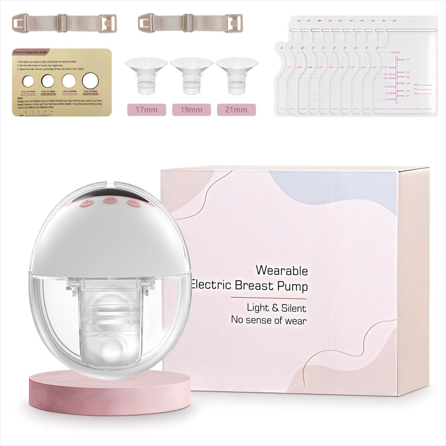 YXYaoZhengYiGeYi Wearable Electric Breast Pump, Hands-Free Breastfeeding Pump with 4 Modes & 12 Levels, Anti-Backflow, LED Displ