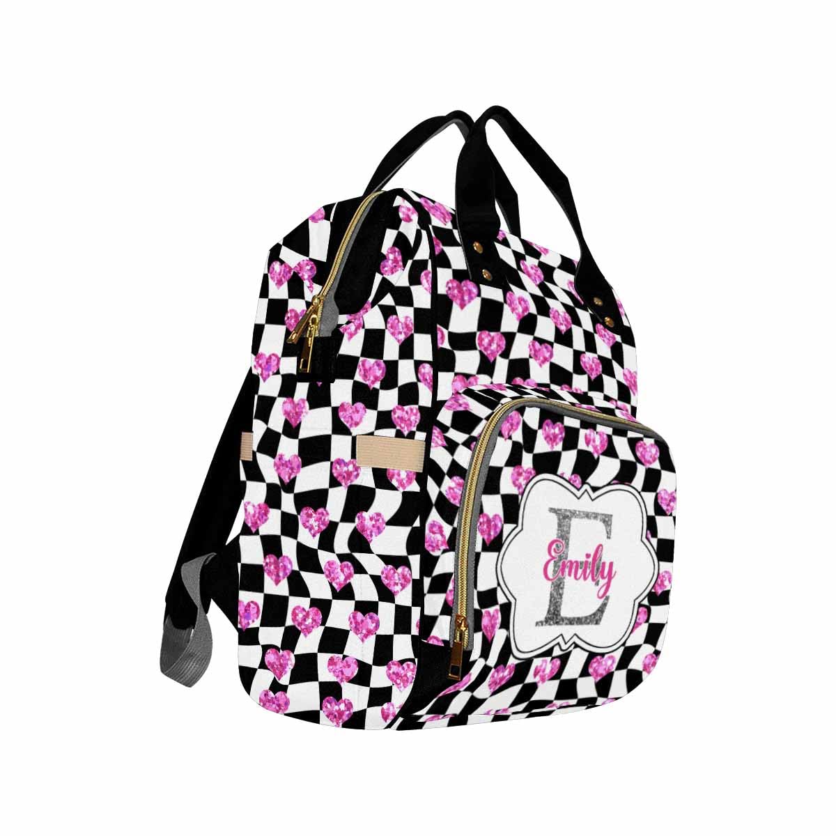 Customized School Bag With Name, Large Capacity Waterproof Diaper Bag, Personalized Monogram Nappy Backpack With Thermal Pockets