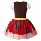 Auggle 3Pc Toddler Baby Girl Outfits Halloween Costume Stripe Skirt Kid Pirate Puff Sleeve Dress With Head Scarf (12-18Months)