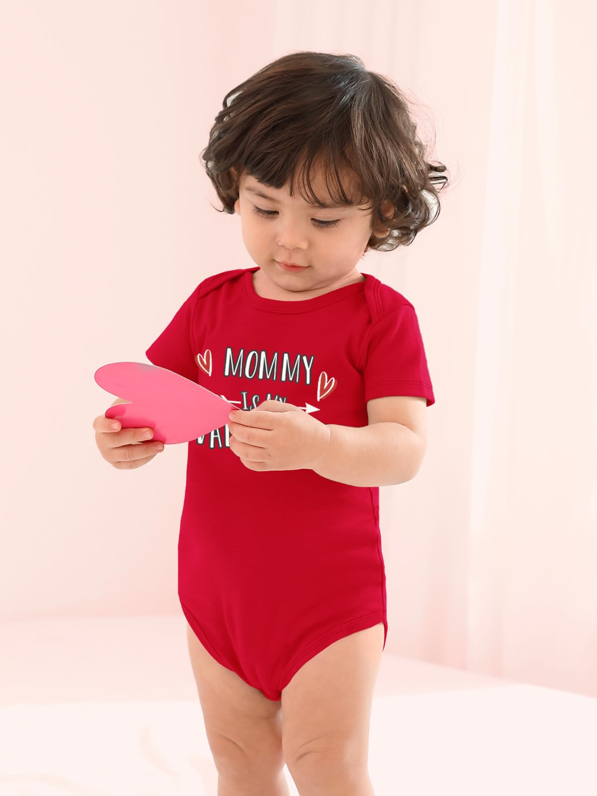 Besserbay Valentine'S Day Baby Heart Bodysuit Mommy Is My Valentine 100% Cotton Red Onesie 6-9 Months