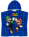 Super Mario Kids Towel Poncho | Boys Game Characters Mario Brothers Bath Towel | Luigi & Mario Star Blue Changing Robe
