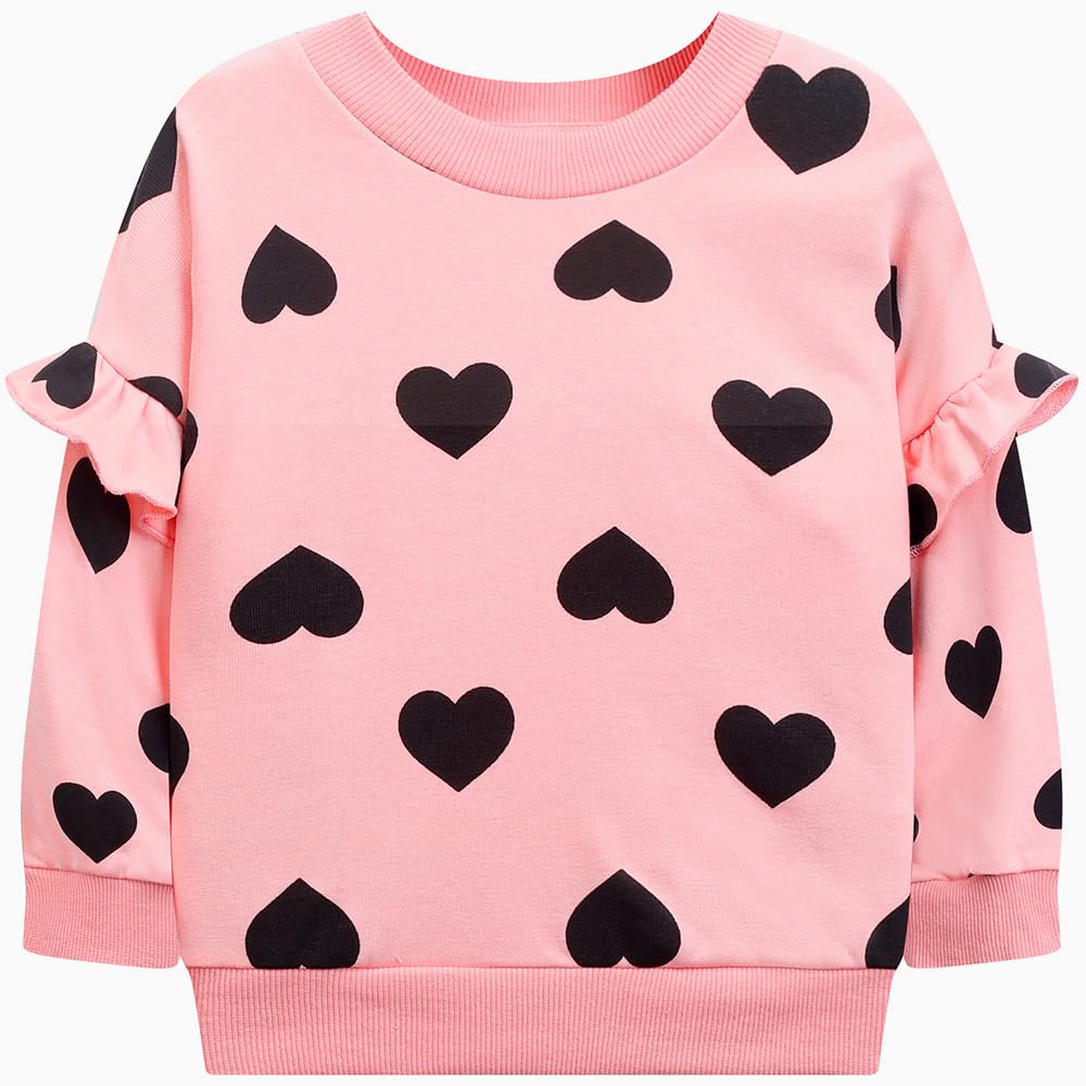 Zarmfly Toddler Girls Valentines Sweatshirts Girl Heart Shirts Girls Heart Clothes Sweater Girl Shirt Kids Pullover Long Sleeve