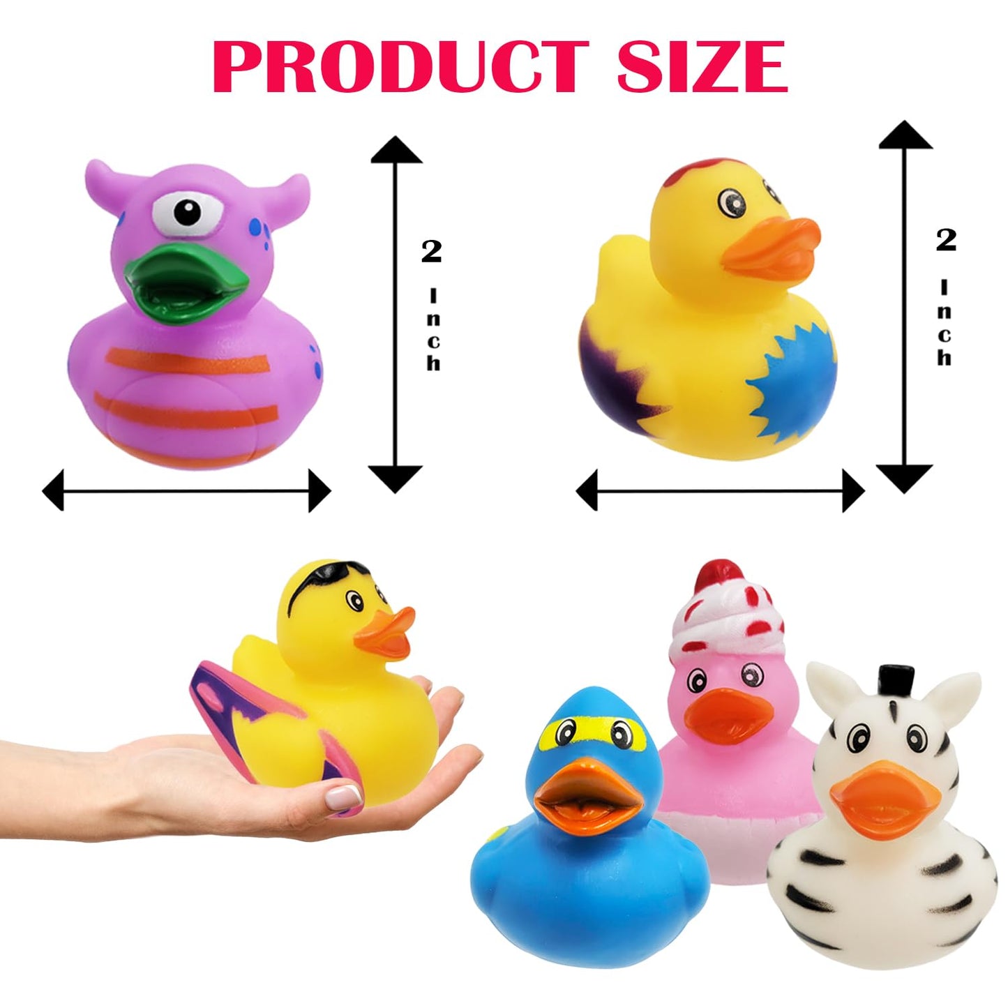 Assortment Rubber Duck Toy Duckies for Kids, Bath Birthday Gifts Baby Showers Classroom Incentives, Summer Beach and Pool Activi