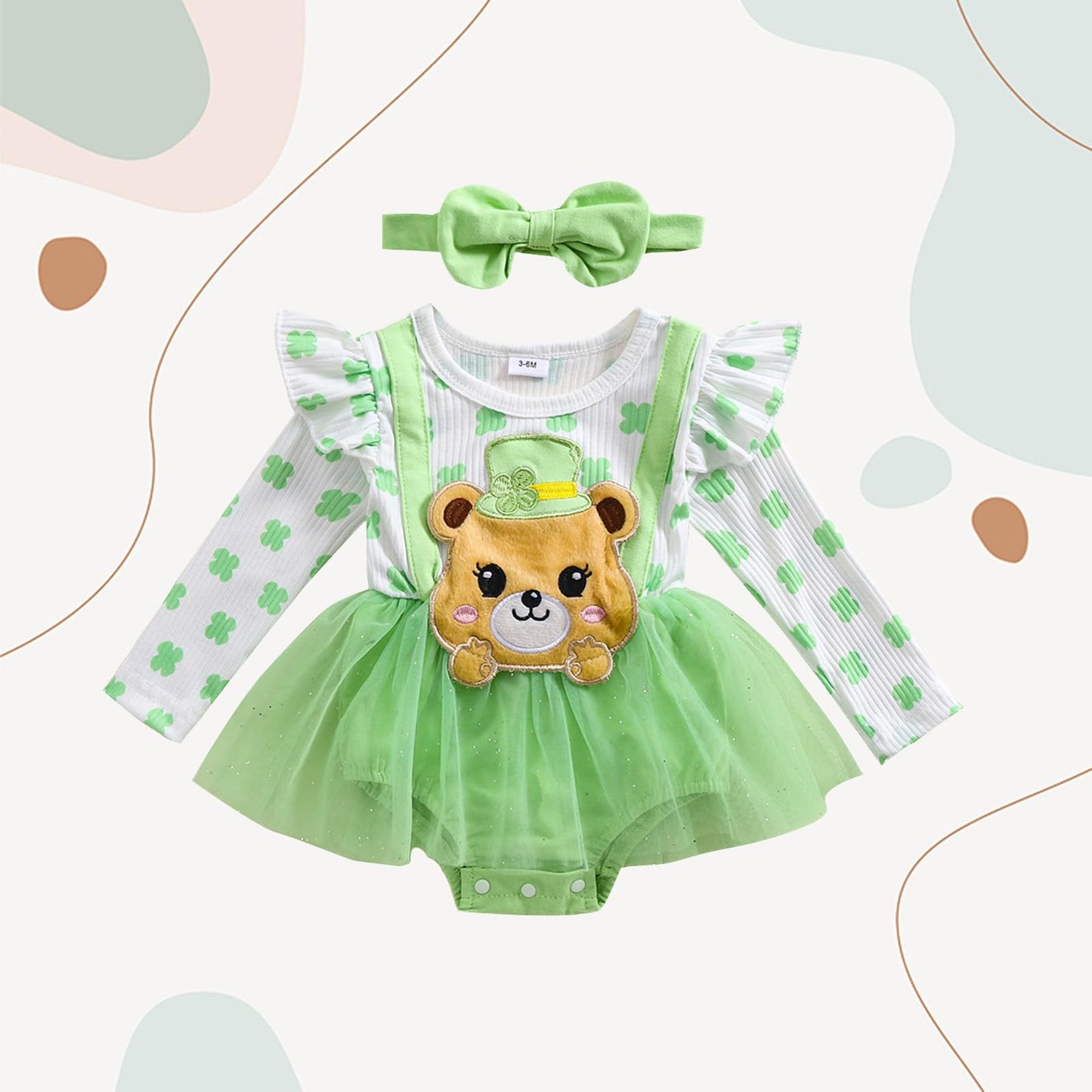 Baby Girl Valentines Outfit Love Heart Valentine Romper Dress Long Sleeve Onesie Newborn Valentines Day Clothes (St Patricks Clo