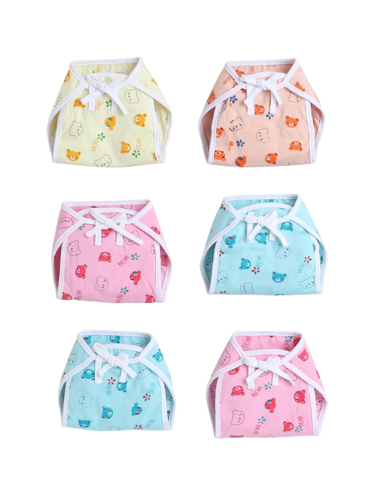 Smazz Newborn Baby Organic Cotton Nappy | Soft & Reusable Tie Knot Langot | SkinFriendly Cloth Diaper For Infant 06 Months | M