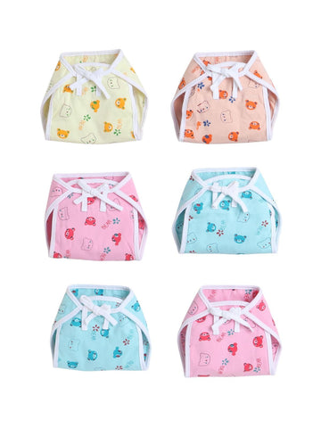 Smazz Newborn Baby Organic Cotton Nappy | Soft & Reusable Tie Knot Langot | SkinFriendly Cloth Diaper For Infant 06 Months | M