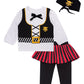 Auggle 3Pc Toddler Baby Girl Outfits Halloween Stripe Skirt Kid Pirate Long Sleeve With Head Scarf (3T)