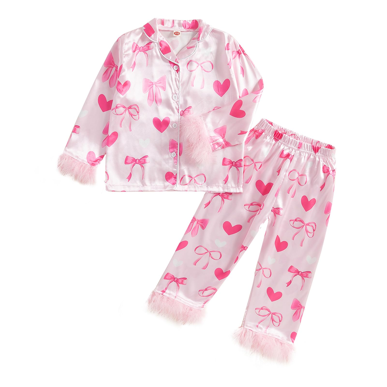 Twopumpkin Toddler Girl Boy Halloween Satin Silk Pajamas Button Down 2 Piece Pajama Set Little Kids Girls Pjs Nightgown, Valenti