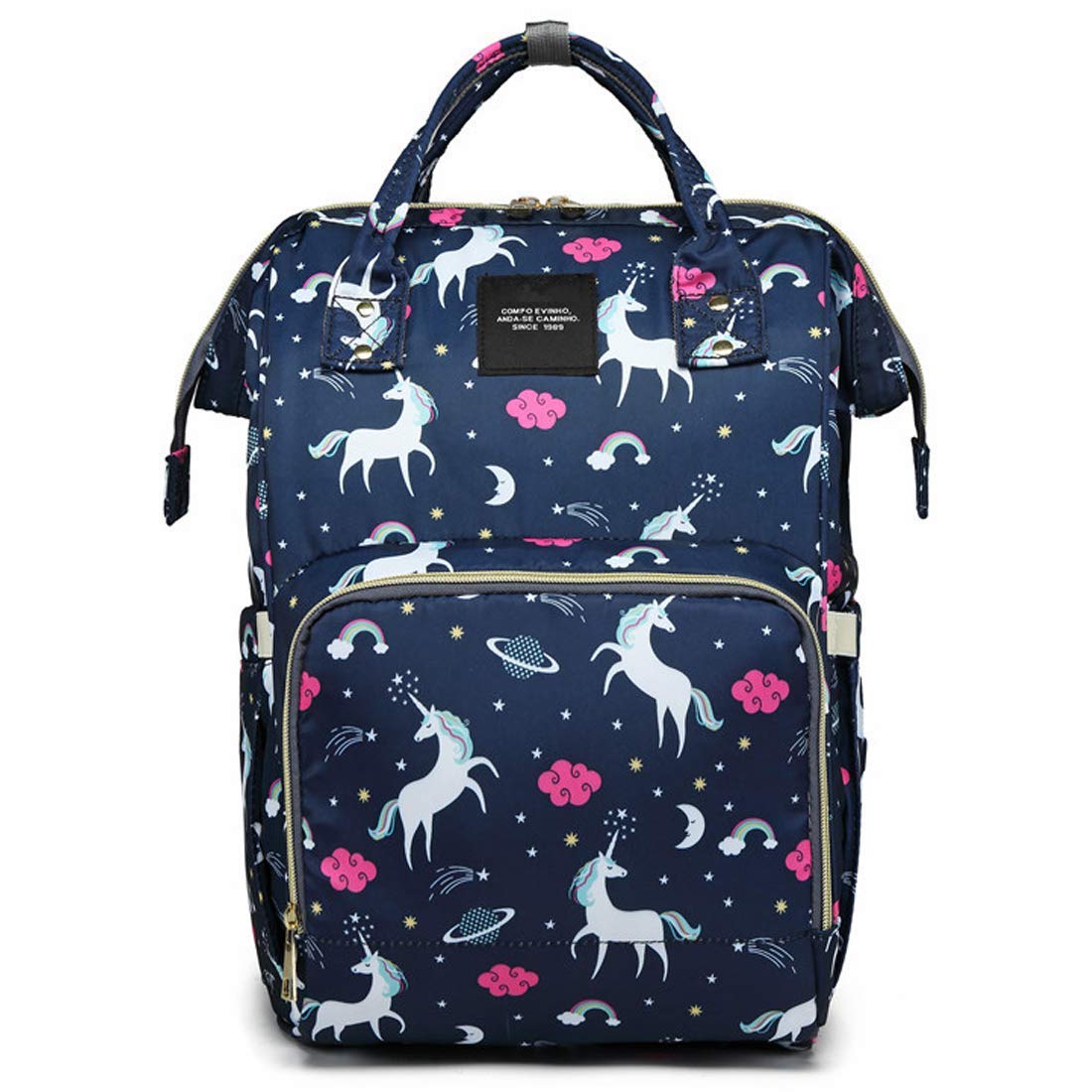 House Of Quirk Baby Diaper Bag Maternity Backpack (Dark Blue Unicorn)