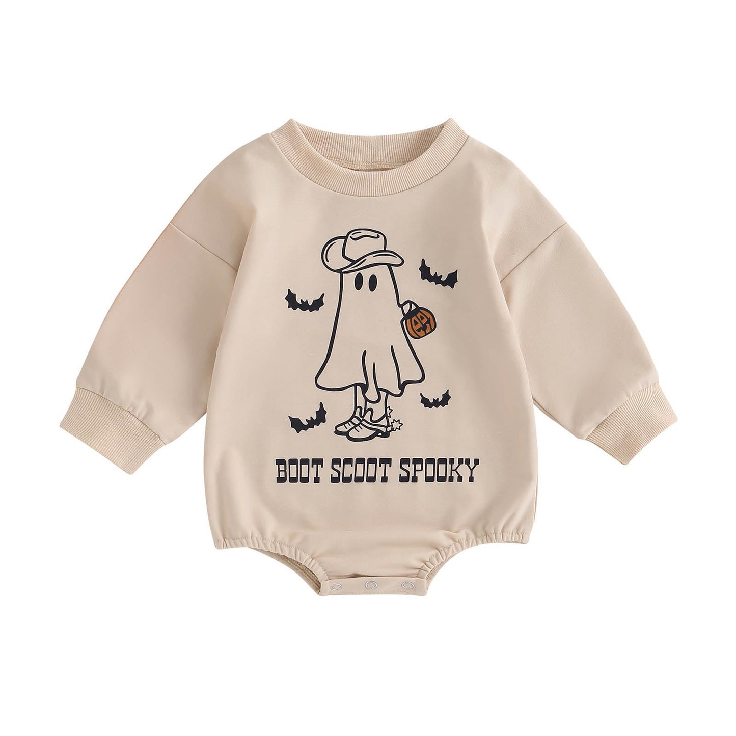 Focusnorm Halloween Newborn Baby Girl Outfit Toddler Ghost Pumpkin Sweatshirt Romper Long Sleeve Onesie Infant Fall Clothes (Apr