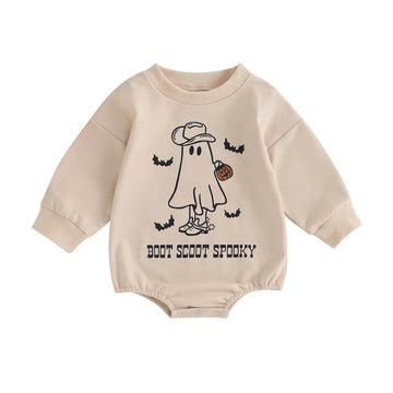 Focusnorm Halloween Newborn Baby Girl Outfit Toddler Ghost Pumpkin Sweatshirt Romper Long Sleeve Onesie Infant Fall Clothes (Apr
