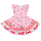 Labeca Baby Girls Printed Casual Party Dresses Twirly Ruffle Sleeve Dress Lollipop Cap Xs