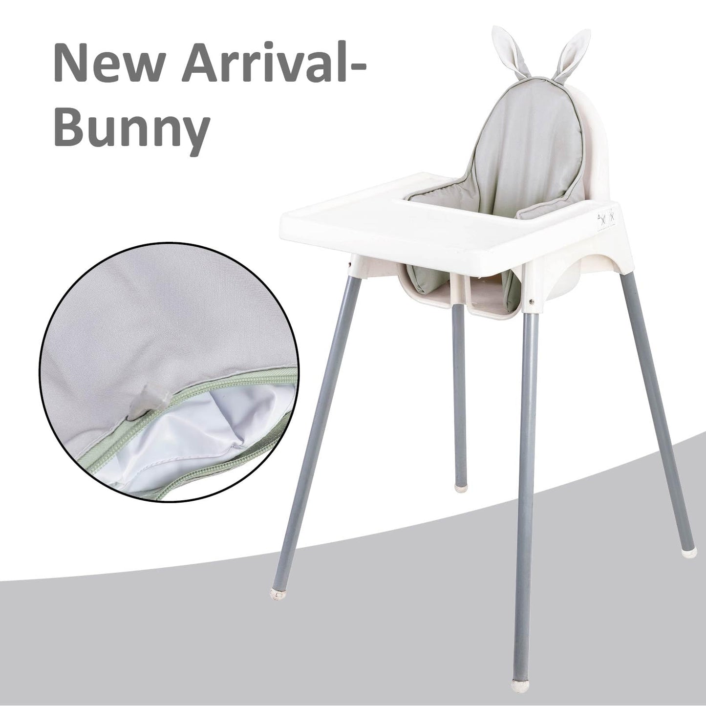 Dadouman Inflatable Supporting Cushion For Ikea High Chair, Baby High Chair Cover With Inflatable Cushion Insert (Gray Bunny)