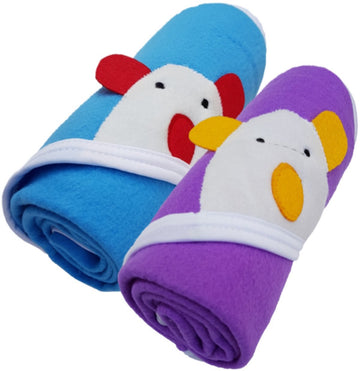 BRANDONN Newborn Biggest Size (36 INCH X 27 INCH) with Fancy Boon Border Baby Blanket for Babies (Pack of 2;Blue & Purple)
