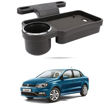 Oshotto (FT04) Foldable Car Auto Headrest Rear Back Seat Table Drink Food Cup Tray Holder Compatible with Volkswagen Ameo  Bla