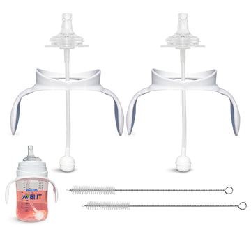 Straw Cup Conversion Kit For Philips Avent Anti-Colic Baby Bottles 2-Count, Food Grade Silicone Straw Nipples, Weighted Straw, B