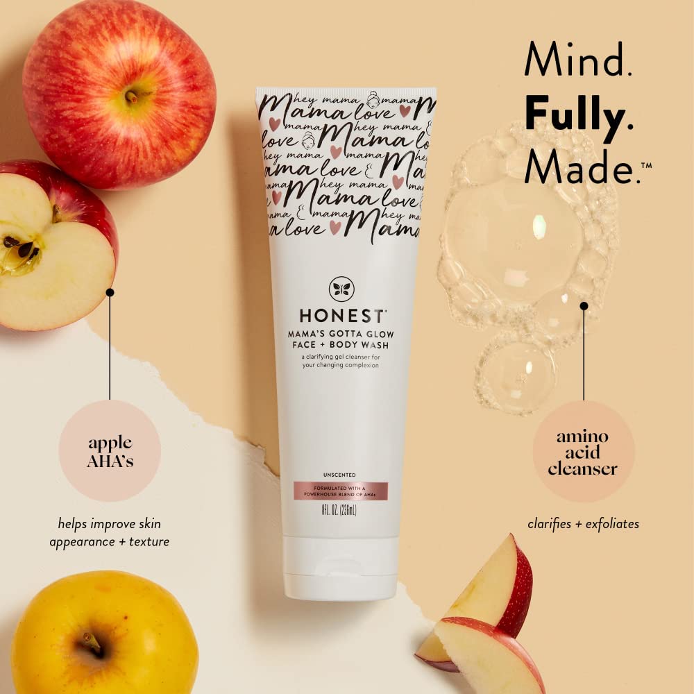The Honest Company New Mama Care Essentials Gift Set  Hospital Bag Must Haves  Travel Size Nip Balm (0.5 Oz), Glow On Body Cream