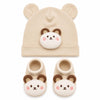 Baby Station Newborn Cap & Booties Set With Bear Ears Cotton Cream