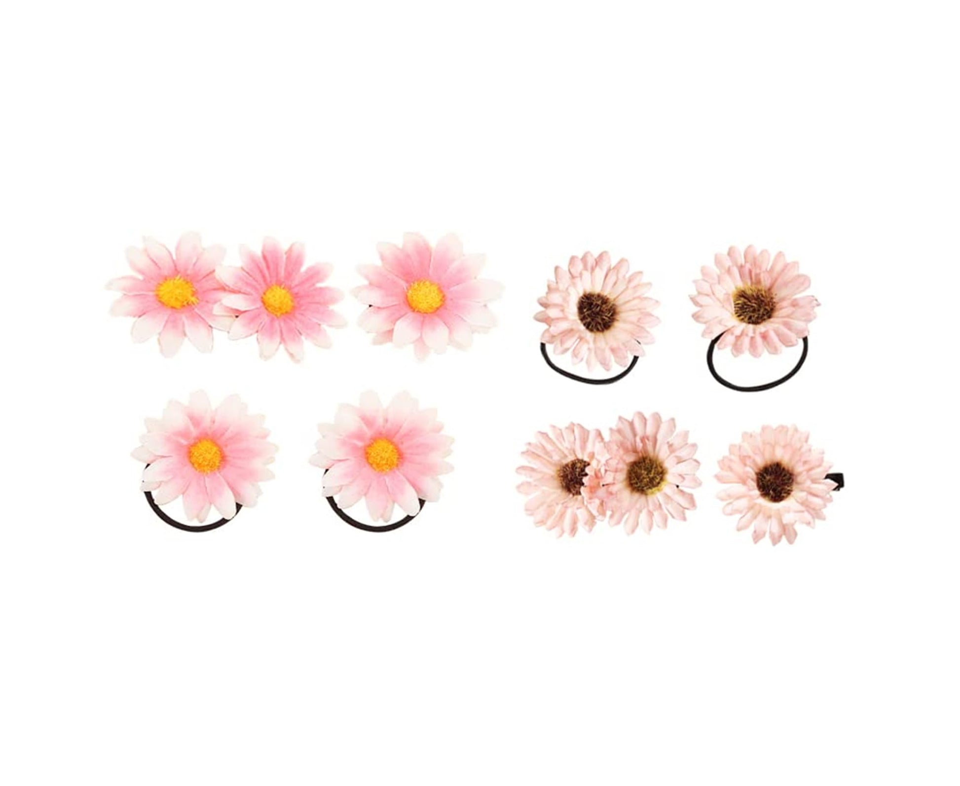 Small Daisy Hair Accessories - Fine Hair Ties, Flower Hair Clips, Hairpins for Infant, Toddler Girls and Teens (FS7) (Peach+Pink