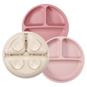 Pandaear 3 Pack Toddler Plates, Silicone Divided Suction Plate For Babies, Bpa-Free 100% Food-Grade Silicone Unbreakable Baby Pl