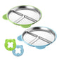 TRENDIVIBE Kids Plate with Suction Snack Bowl Portable Divided Non Slip Stainless Steel Green