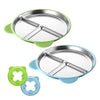 TRENDIVIBE Kids Plate with Suction Snack Bowl Portable Divided Non Slip Stainless Steel Green