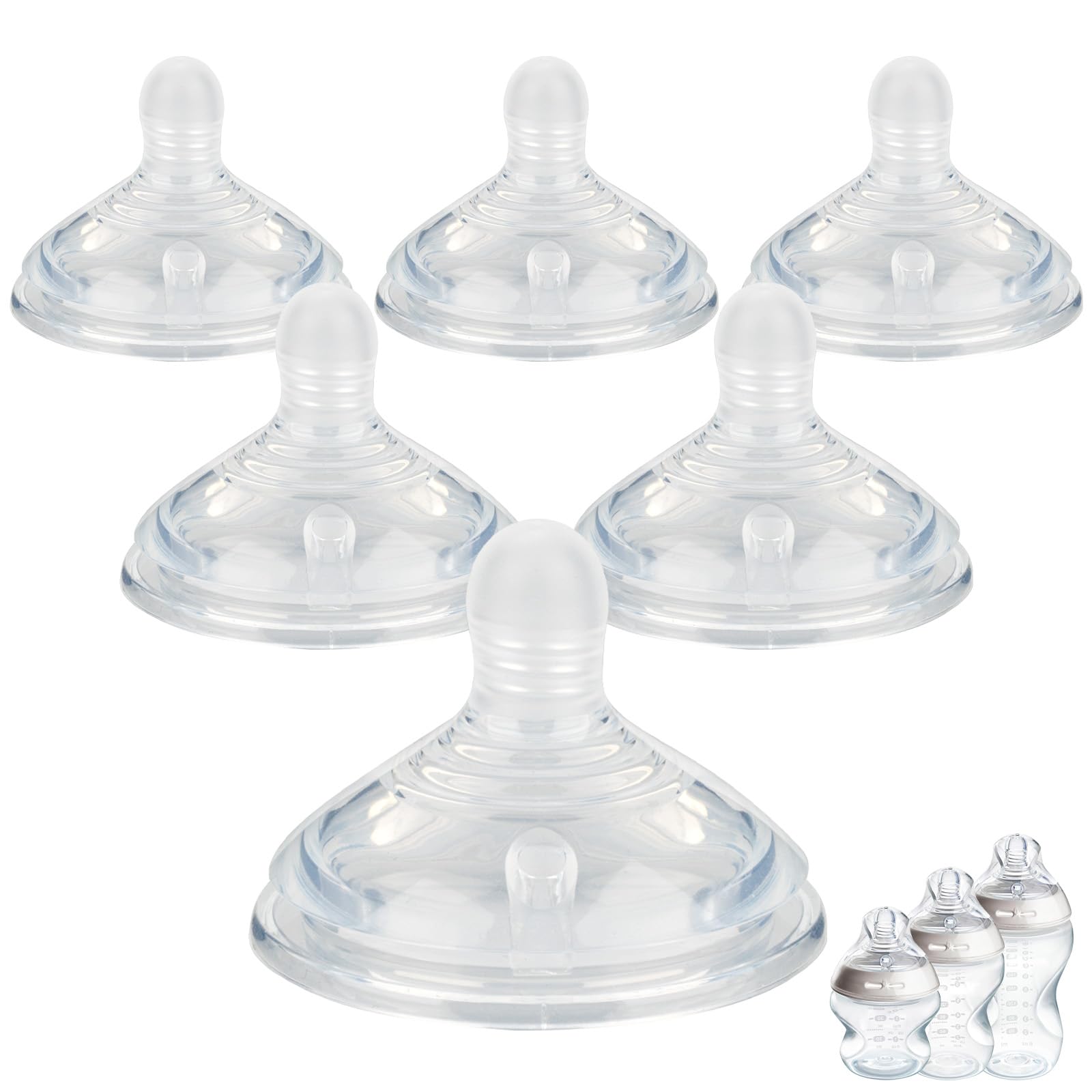 Silicone Baby Bottle Nipples for Natural Start Anti-Colic Bottles &Advanced Anti-Colic Bottles,Closer to Nature Bottles,Medium F