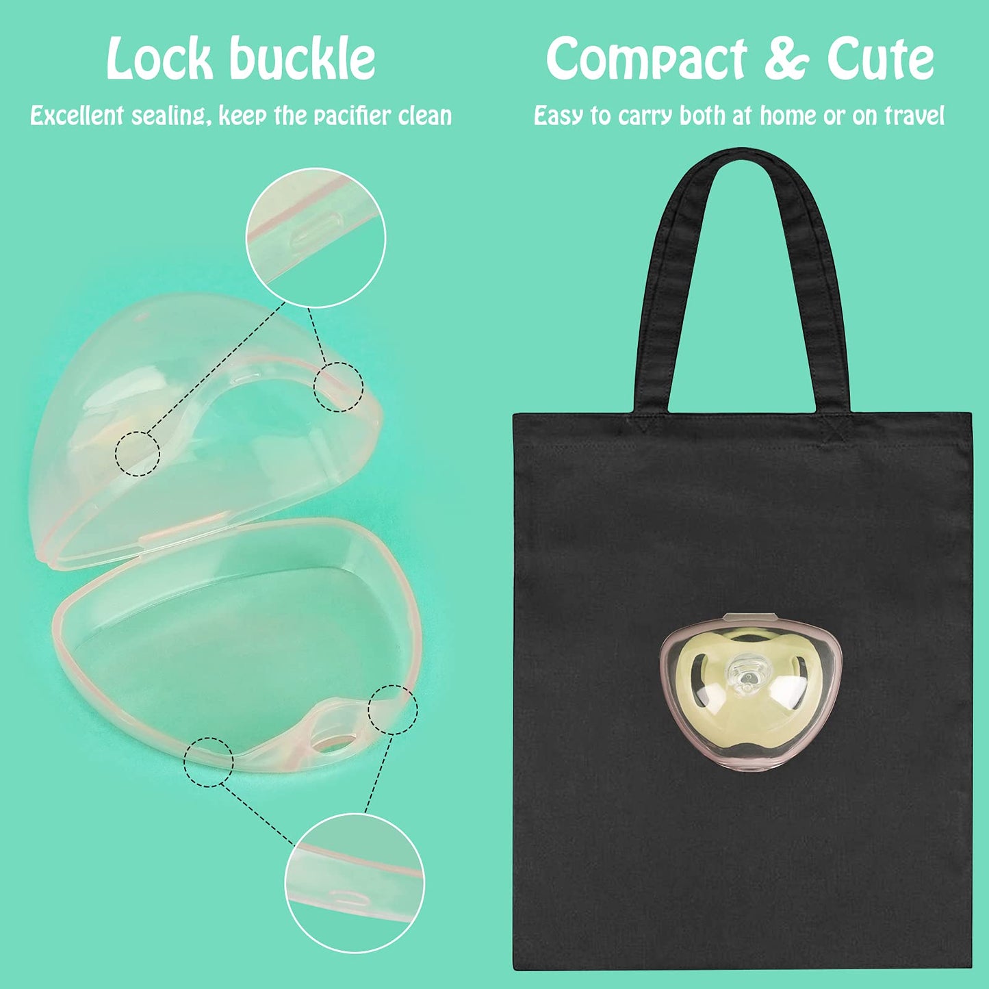 Accmor Pacifier Case, Pacifier Holder Case, Pacifier Container For Travel, Bpa Free,Transparent Pink, 6 Pack