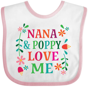 Inktastic Nana And Poppy Love Me Baby Bib White And Pink 3012F