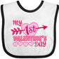 Inktastic My First Valentine 'S Day With Pink Heart And Arrow Baby Bib White And Black 39970