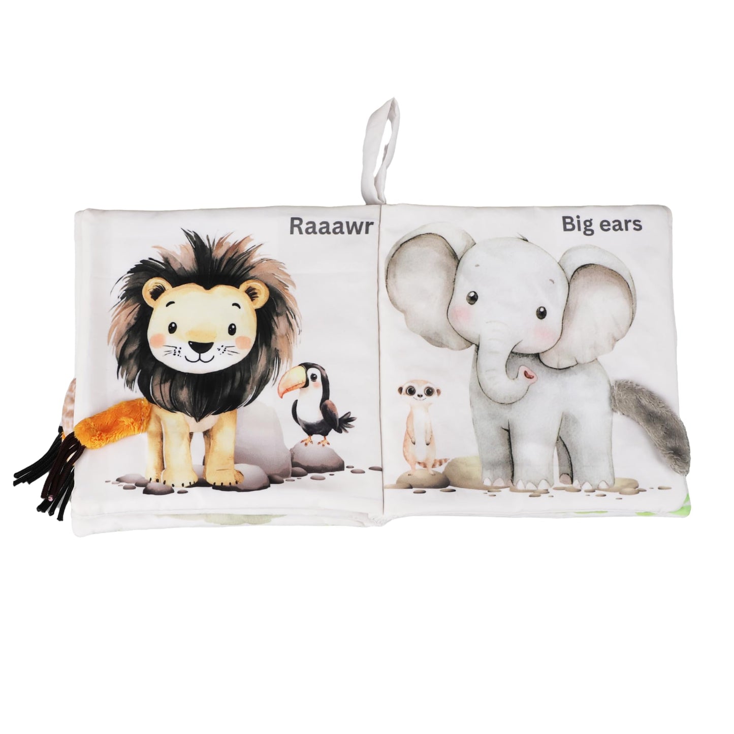 Ali+Oli Baby Cloth Book - Soft Sensory Crinkle Book with Textured Tails for Infants 0-12 Months - Early Learning Touch & Feel Tu